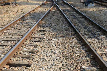 Rail transport is a means of conveyance of passengers and goods on wheeled vehicles running on rails, Thailandの写真素材