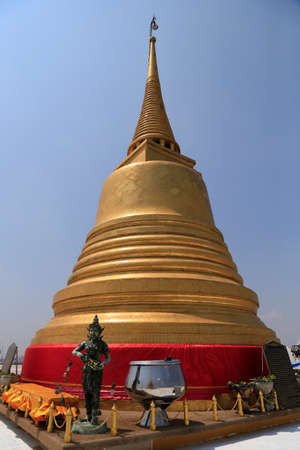 Pagoda at the top of  Golden Mountain,Wat Saket  in Bangkok ,Thailandの写真素材