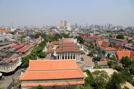 Daytime view of  Bangkok  from the Golden Mountain,Wat Saket  in Bangkok ,Thailandの写真素材