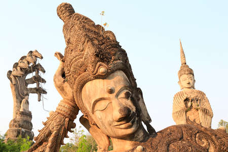 The human tower sculpture in Sala Keoku  is a park featuring giant fantastic concrete sculptures inspired by Buddhism., Nong Khai Province, Thailandの写真素材