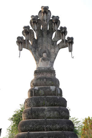 The  buddha sculpture with Naga Sculpture  in Sala Keoku  is a park featuring giant fantastic concrete sculptures inspired by Buddhism., Nong Khai Province, Thailandの写真素材
