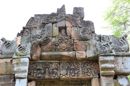 Tympanum of  Prasat Muang Tam is a Khmer temple in Prakhon Chai district, Buri Ram Province, Thailand.の写真素材
