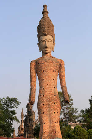 The human tower sculpture in Sala Keoku  is a park featuring giant fantastic concrete sculptures inspired by Buddhism., Nong Khai Province, Thailandの写真素材