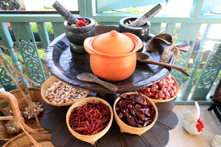 Cooking Thai Food in  Thai Kitchen, Thailandの写真素材