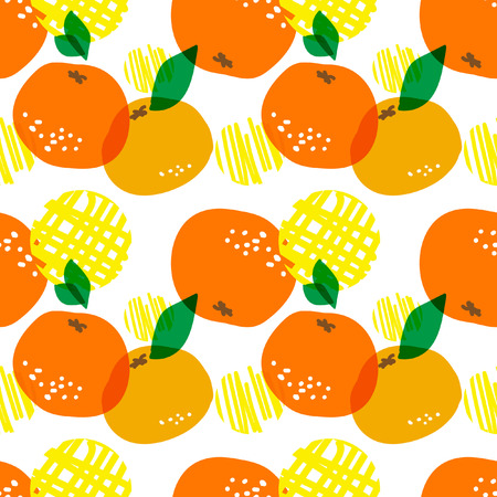 Seamless vector pattern with oranges. Repeating orange fruit background.のイラスト素材
