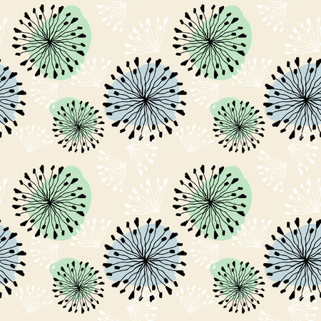 Seamless vector pattern with dandelions. Repeating background.のイラスト素材