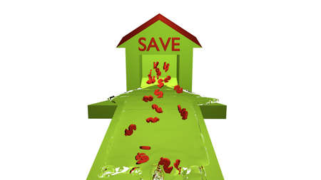 Over a green arrows. 3d illustrationの写真素材