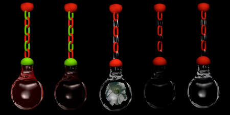 Decorative glamor hanging from a chain. 3d illustration on black backgroundの写真素材