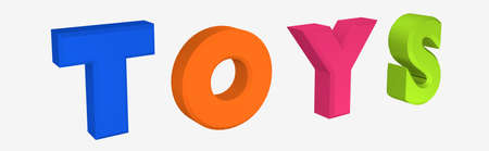 Header / banner with lettering Toys isolated on white. 3d renderingの写真素材