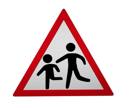 Traffic sign: children, 3d rendering isolated on whiteの写真素材