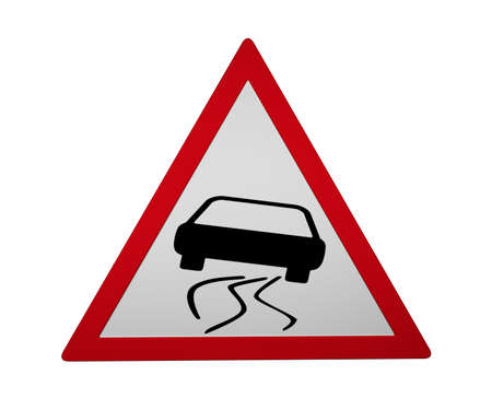Traffic sign: danger of skating, 3d rendering isolated on whiteの写真素材