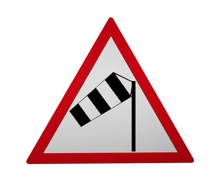 Traffic sign: side wind, 3d rendering isolated on whiteの写真素材