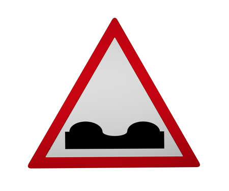 Traffic sign: Uneven roadway, 3d rendering isolated on whiteの写真素材