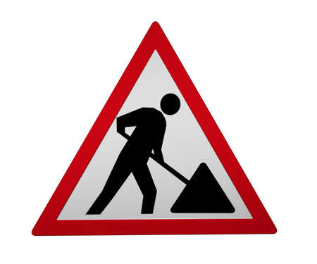 Traffic sign: workplace, 3d rendering isolated on whiteの写真素材