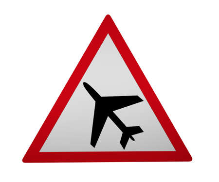 Traffic signs: Flight operation, 3d rendering isolated on whiteの写真素材