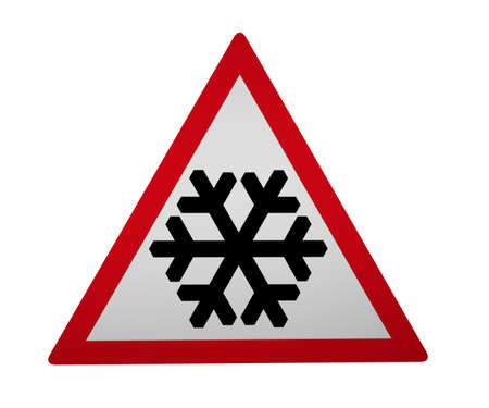 Traffic signs: snow or ice smoothness, 3d rendering isolated on whiteの写真素材