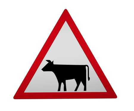 Traffic sign: livestock, 3d-rendering isolated on whiteの写真素材