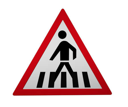 Traffic signs: Pedestrian crossing, 3d rendering isolated on whiteの写真素材