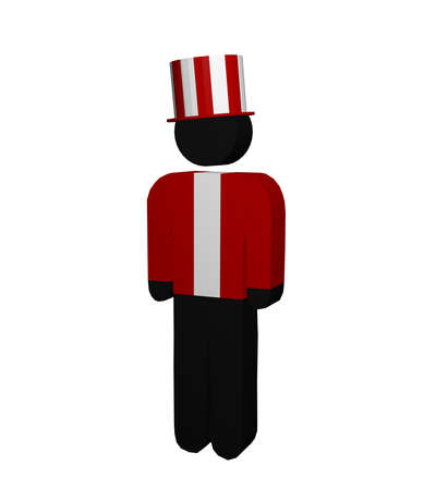 Popcorn seller with red and white striped cylinder. 3d renderingの写真素材