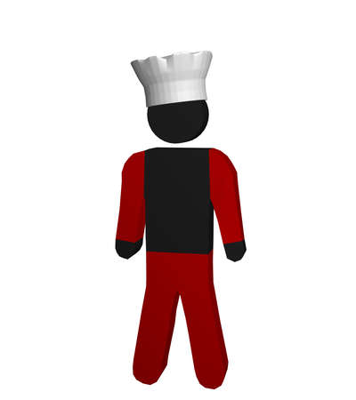 Figure of a chef in red and white with chef's hat. 3d renderingの写真素材