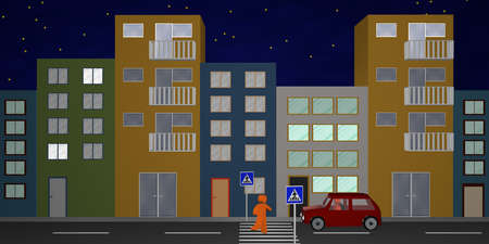 House front from front view with pedestrian crossing. 3d renderingの写真素材