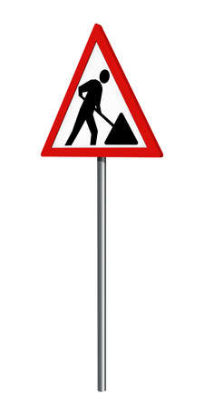 German traffic sign: construction site, isolated on white, 3d renderingの写真素材