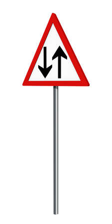 German traffic sign: onward traffic, isolated on white, 3d renderingの写真素材