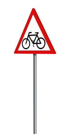 German traffic sign: cyclist, isolated on white, 3d renderingの写真素材