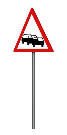 German traffic sign: traffic jam, isolated on white, 3d renderingの写真素材