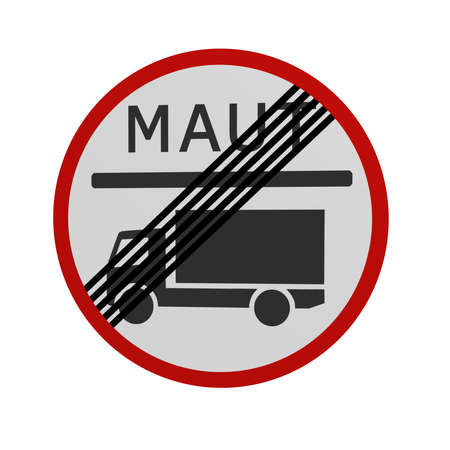 German traffic sign: Toll for trucks finished, in front view, isolated on white. 3d renderingの写真素材