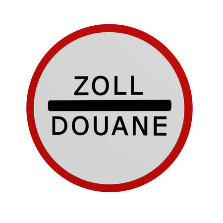 German traffic sign: Customs office, in front view, isolated on white. 3d renderingの写真素材