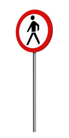 German traffic sign (prohibition of traffic): prohibition for pedestrians, isolated on white. 3d renderingの写真素材