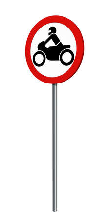 German traffic sign (prohibition of traffic): ban on motorcycles, isolated on white. 3d renderingの写真素材