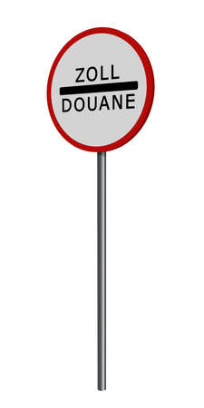 German traffic sign: Customs office, isolated on white. 3d renderingの写真素材