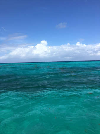 clear sea with sky in the Dominican Republicの写真素材