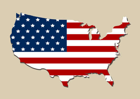 Map detail of the USA with American flag.のイラスト素材
