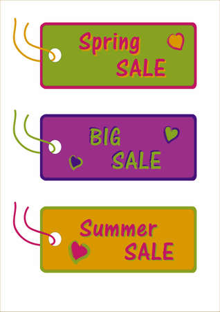 Collection of sale labels in bright colors.のイラスト素材
