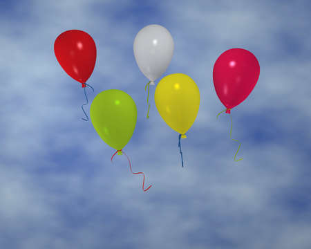 colorful balloons in the cloud sky. 3d renderingの写真素材
