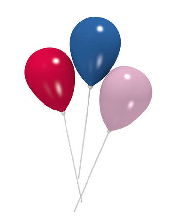 Balloons in blue, pink and rose isolated on white. 3d renderingの写真素材