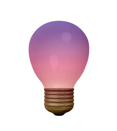 purple lightbulb isolated on white. 3d renderingの写真素材