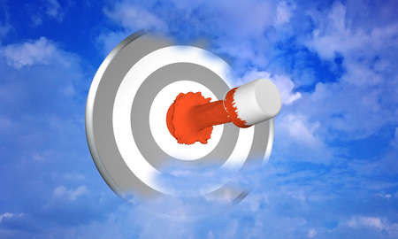 Color to life! Color ray on target in cloud sky. 3d renderingの写真素材