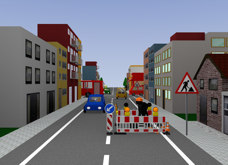 Cityscape with construction site. 3d renderingの写真素材