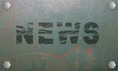 old, scratched sign with the text News. 3d renderingの写真素材