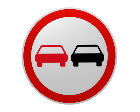 German traffic sign: no passing, front view, 2d renderingの写真素材