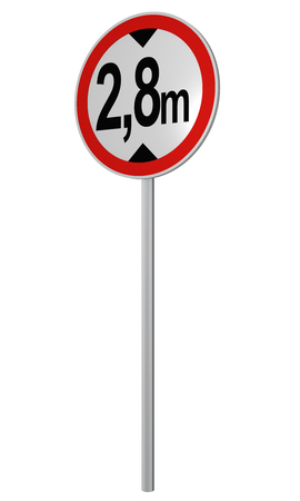 German road sign: actual height, 2.8m. 3d renderingの写真素材