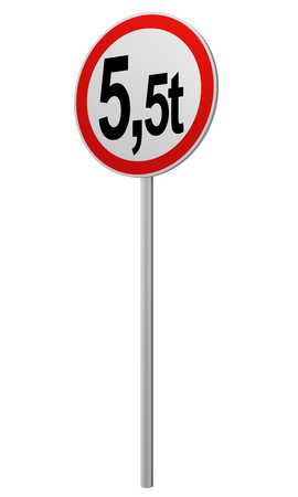 German road sign: actual mass, 5.5t. 3d renderingの写真素材