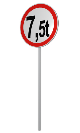 German road sign: actual mass, 7.5t. 3d renderingの写真素材