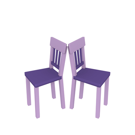Purple chairs isolated on white. 3d renderingの写真素材