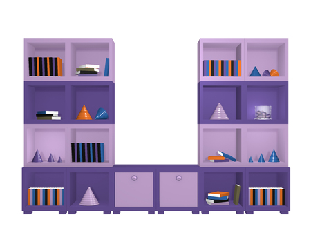 modern wall shelf in violet shades. 3d renderの写真素材