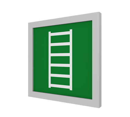 Escape sign (escape route) according to ASR (A1.3) / ISO. Side view, 3d renderの写真素材